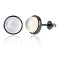 thumbnail image 1 of Pendientes para orejas sensibles Pendientes de piedra lunar sintética Pendientes redondos Pendientes de plata de ley para mujer, 1 of 6