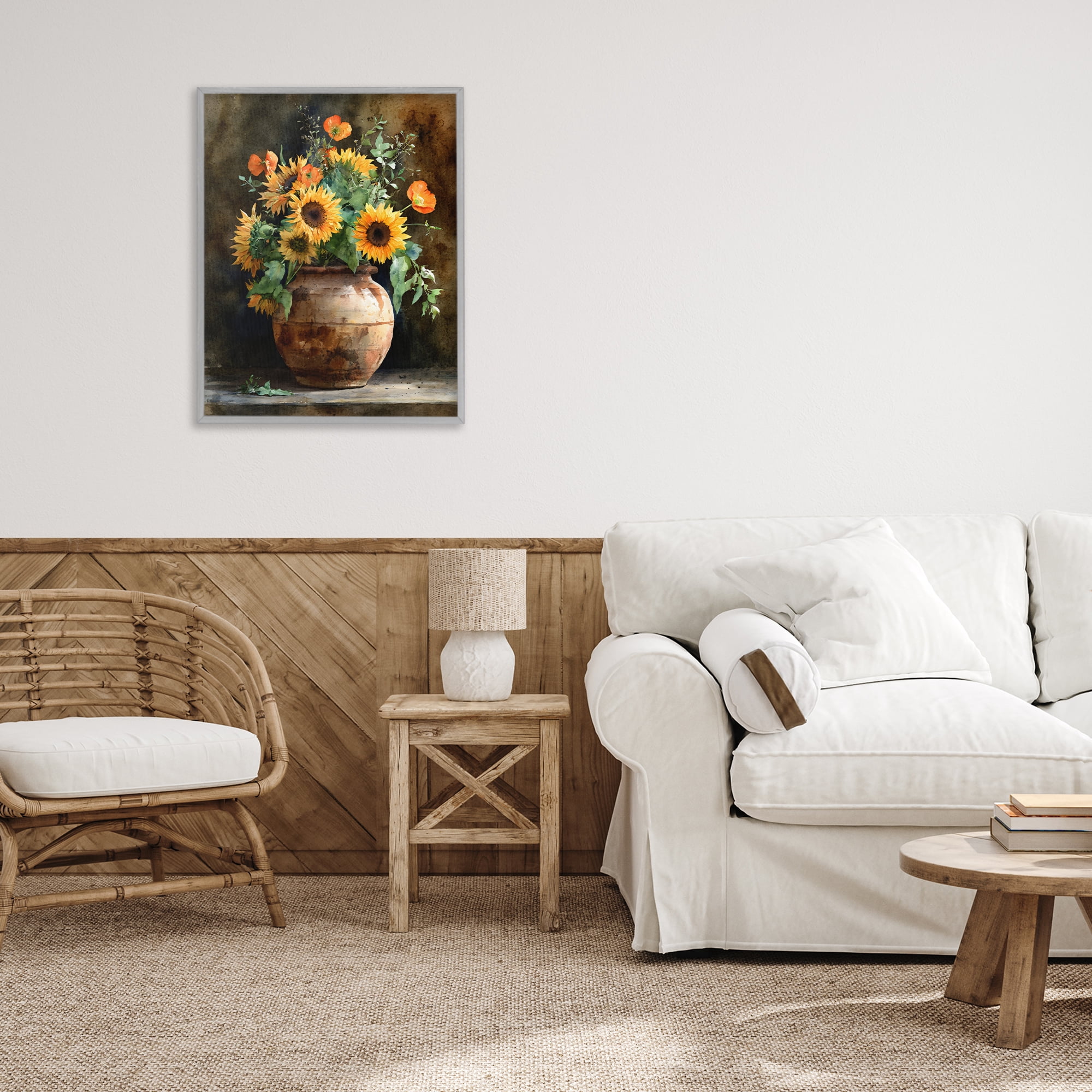 Stupell Industries Rustic Sunflower Display Gray Framed Giclee Art, design by Franklyn Gregory