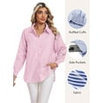 thumbnail image 3 of Airmenty Women's Button Down Shirts Long Sleeve Smocked Cuffed Striped Work Blouses Tops with Pocket Shirred, 3 of 8
