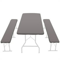 Picni-c Table And Bench Fitted Tablecloth Cover, 3-Piece Set, Waterproof Backing Elastic Edge Waterproof Wipeable Oxford Cloth Tablecloth For Home Indoor