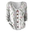 thumbnail image 4 of Kaondbfi Women's Cardigan, Printed Women's Casual Button Cardigan with V Neck and Thick Needle Hole Stripe Winter Clothing for Women, 4 of 4