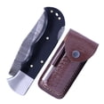 thumbnail image 2 of TheBoneEdge 6.5"" Damascus Blade Folding Knife Black Resin Handle Steel Bolster With Pouch, 2 of 2