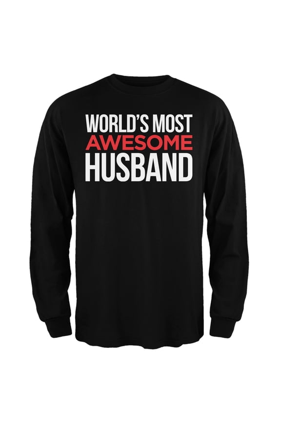 World's Most Awesome Husband Black Adult Long Sleeve T-Shirt - Medium