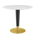 thumbnail image 2 of Modway Zinque 36" Artificial Marble Dining Table in Gold White, 2 of 5