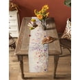 thumbnail image 4 of Purple Pink Floral Burlap Cotton Table Runner 13x70 Inches Long, Spring Flowers Farmhouse Farmhouse Table Runners, Outdoor Dining Tablecloths Decor for Baby Shower/Party/Wedding, 4 of 6