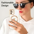 thumbnail image 5 of Magnetic Case for iPhone 12 6.1 inch, Cute Plating Love Hearts Pattern Case Compatible with MagSafe Charger Soft Bumper Shockproof Phone Case Pretty Cover for Women Girls - Heart White, 5 of 14