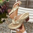 thumbnail image 4 of HomeDM Chunky Heels Thong Sandals for Women Round Open Toe Flip-Flops Comfort Summer Beach Vacation Sandals, Size 6.5, 4 of 7
