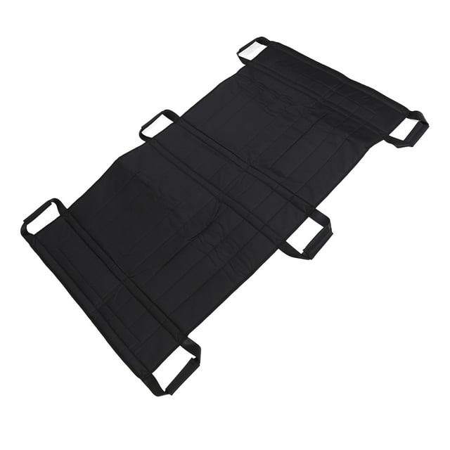 Portable Transport Stretcher, Soft Comfortable Black Waterproof Positioning Bed Pad 6 Reinforced Handles For Home