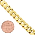 thumbnail image 2 of 9mm Polished 14k Yellow Gold Plated Flat Curb Chain Bracelet, 7.5 inches, 2 of 7