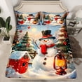 thumbnail image 2 of Feelyou Snowman Twin Sheet Sets for Teens, Winter Snowflake Twin Fitted Sheet, Merry Christmas Flat Sheet, Breathable Home Decor,3 Pieces, 2 of 7