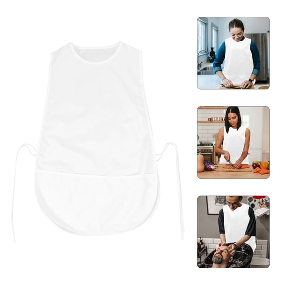OATIPHO Hairdressing Apron White Cloth Unisex with Pocket for Cooking and Gardening
