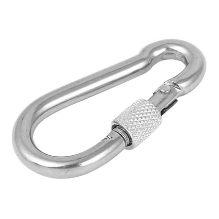 Unique Bargains 5mm Thickness 316 Stainless Steel Screw Lock Carabiner Snap Hook Clip