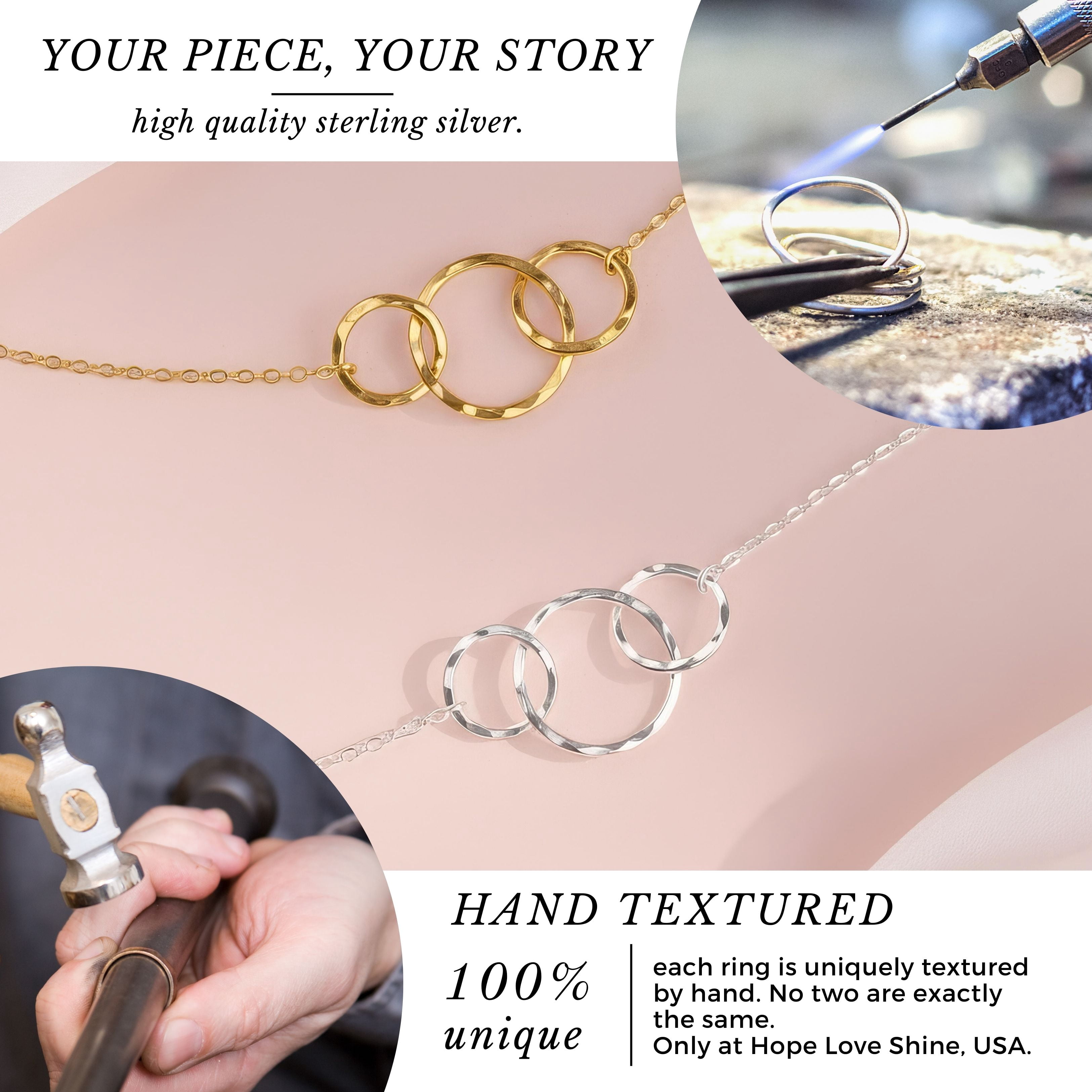 HOPE LOVE SHINE 30th Birthday Necklace 3 Ring 3 Decades Jewelry, 30 Gift for Women Gold