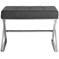 thumbnail image 2 of SAFAVIEH Micha Modern Glam X-Leg Upholstered Rectangular Ottoman, Black/Crhome, 2 of 4
