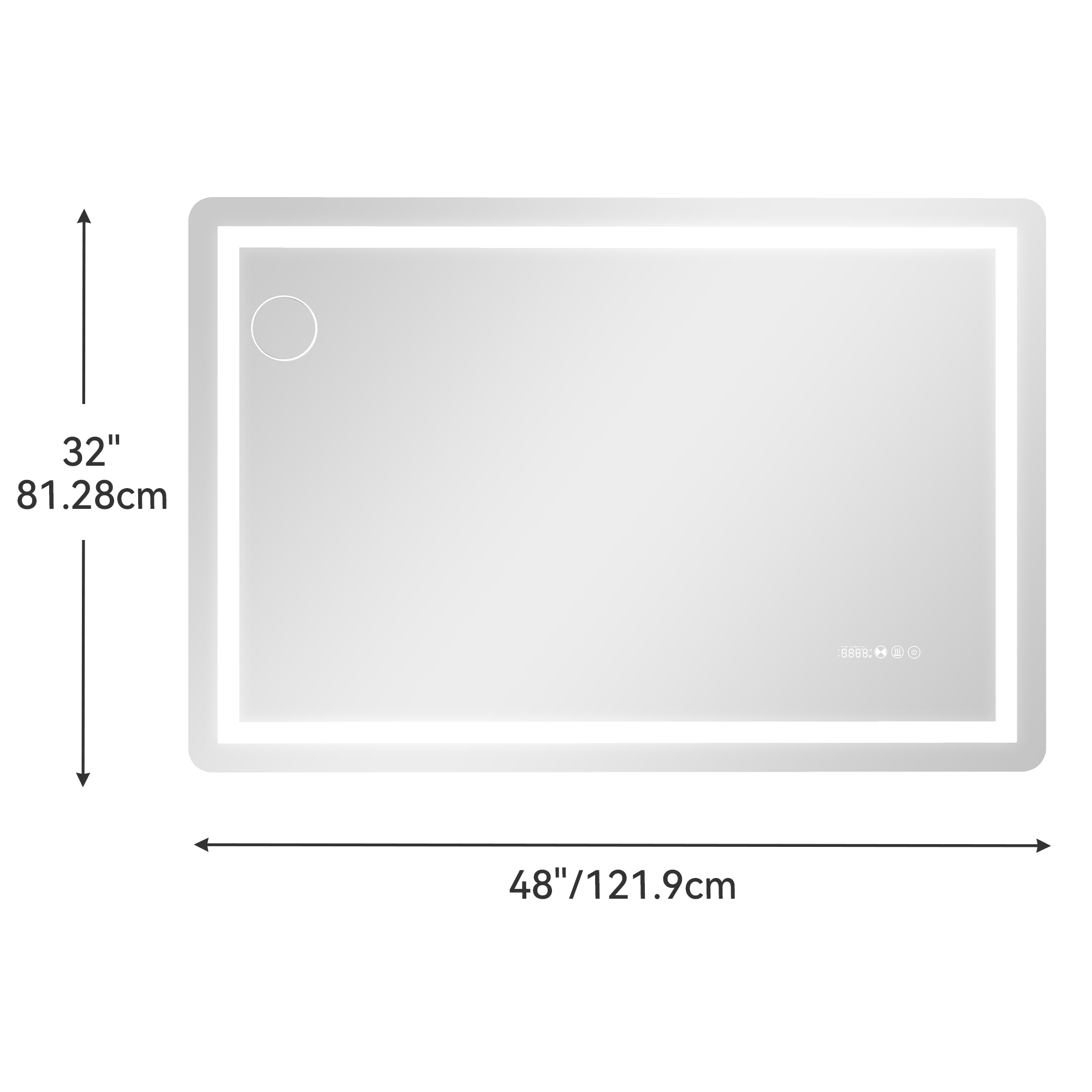 Uforic LED Bathroom Mirror with Front Light and Backlit,3 Colors Dimmable Adjustable LED Wall Mounted Mirror,Anti-Fog,40" x 32",Wall Mounted Mirror-Horizontally Only