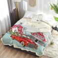 Christmas Sherpa Throw Blankets Retro Red Truck wi Tree Flannel Fleece