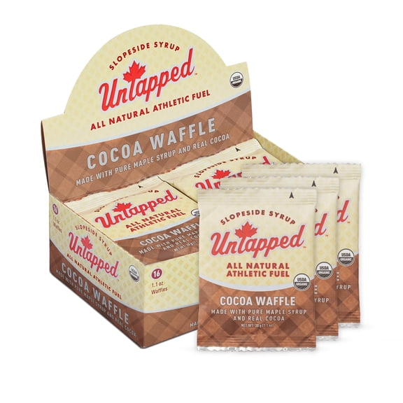 UnTapped Organic Maple Cocoa Waffles - Individually Wrapped - Box of 16