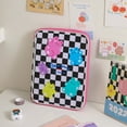 thumbnail image 3 of Girl Cartoon PU Checkerboard Pattern Tablet Case Zipper Clutch (Black), 3 of 8