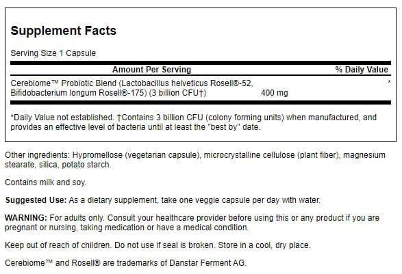 Swanson Happy Microbiome Stress Support Probiotic - Featuring Cerebiome
