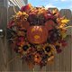 thumbnail image 3 of Corona de calabaza de otoño - Corona de otoño para la decoración de la puerta principal, arces artificiales, girasol, cosecha de otoño, decoración navideña, exterior interior, 3 of 5