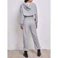 thumbnail image 2 of YEEFINE Women 3 Piece Tracksuits Super Crop Long Sleeve Pullover Hoodie with Tank and Drawstring Joggers Set Light Grey L, 2 of 6