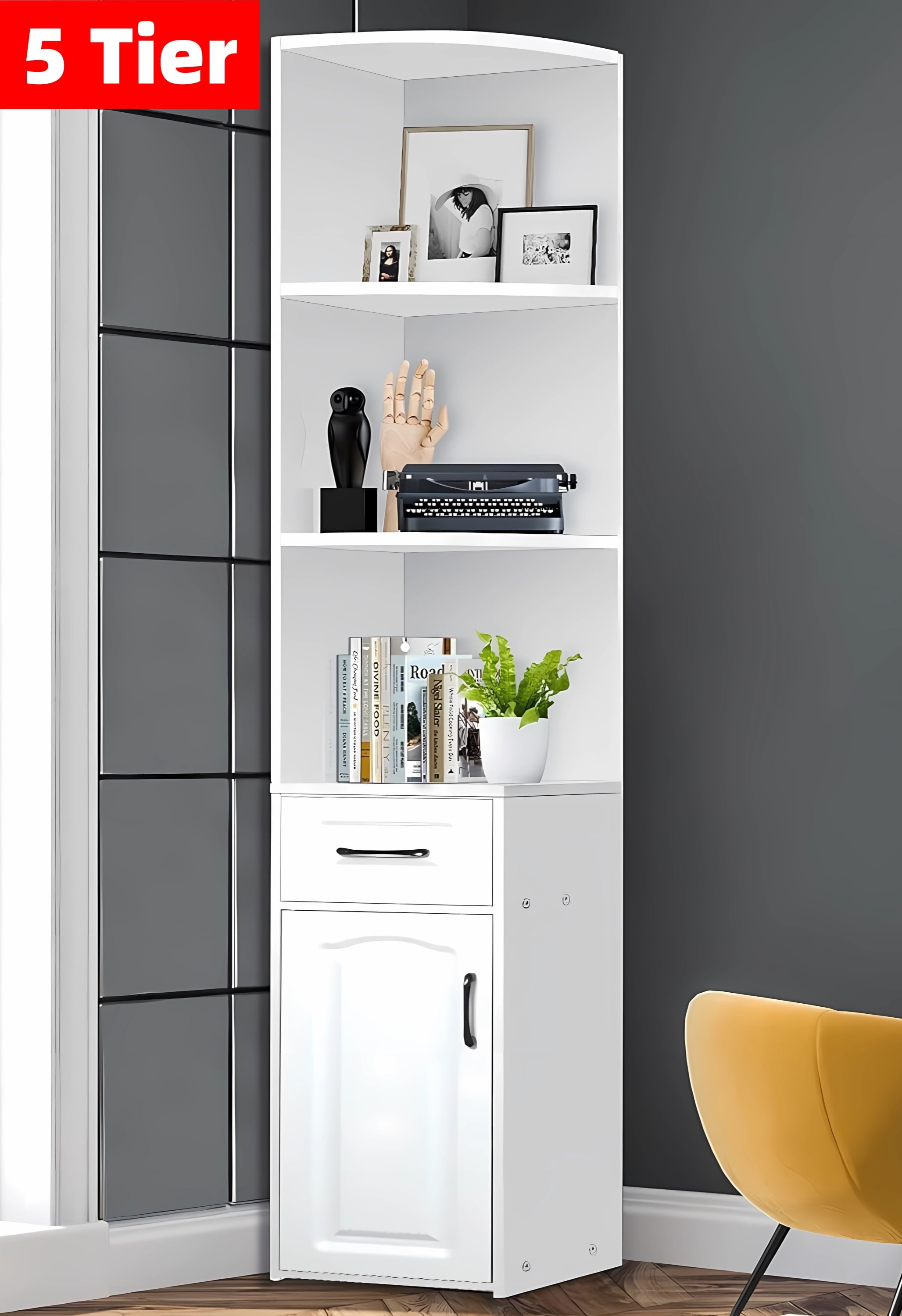 Yaheetech Wooden Bathroom Storage Cabinet - Double Doors, Adjustable Shelf, 24x12x31.5 Inch, Espresso Finish
