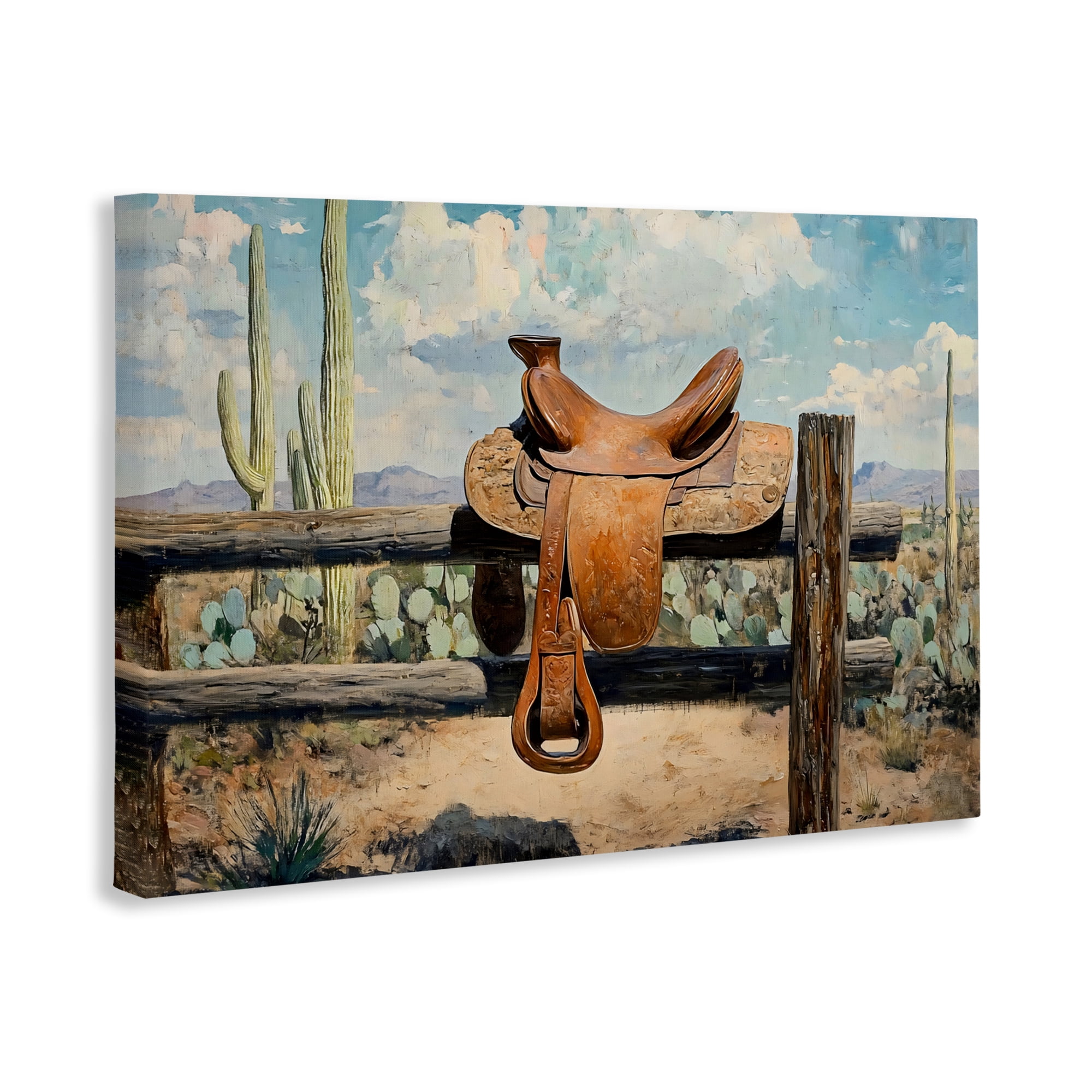 Stupell Industries Saddle on Desert Fence Canvas Wall Art, design by Franklyn Gregory