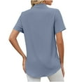 thumbnail image 5 of Giftesty Women's Short Sleeve Buttons Round Neck Easter Solid Color Loose Tops Blouse Sleeve, 5 of 9