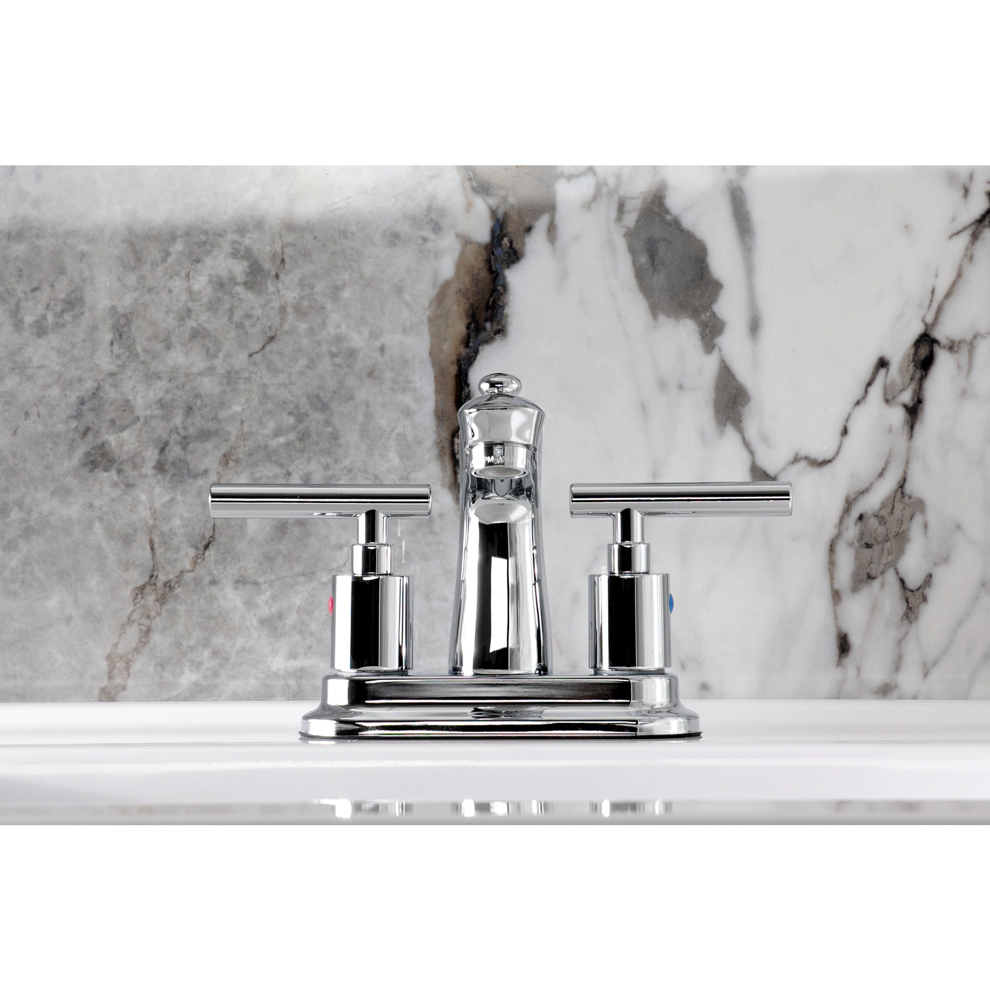 Kingston Brass FB7621CML Manhattan Double-Handle 4" Centerset Bathroom Faucet with Pop-Up Drain, Polished Chrome