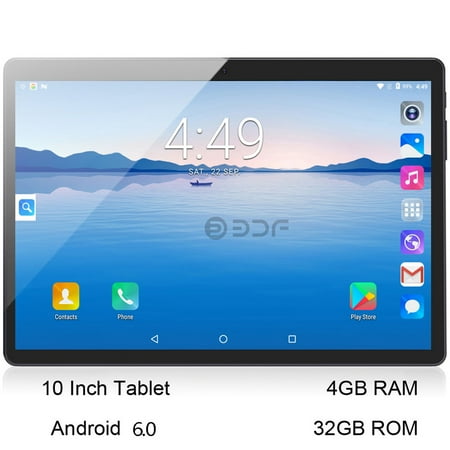 Ipod Set 10 inch 3G Phone Call Tablets Android 6.0 Quad Core 4G+32G Tablet Pc Built-in 3G Dual SIM Card laptop WiFi GPS Bluetooth FM tab Black ()