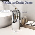thumbnail image 4 of Dustproof Toothbrush Holders with Cover, Rotating Electric Toothbrush and Toothpaste Holder for Bathroom Countertop, 3 Slots Makeup Brushes Organizer, Grey White, 4 of 5