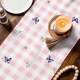 thumbnail image 3 of Blue Purple Floral Table Runner - 90 Inch Long Spring Hydrangea Flower Truck Pink Plaid Cotton and Linen Blended Dress Scarves Farmhouse Table Runner for Kitchen Dining, Coffee Table, 13" x 90", 3 of 8