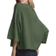 thumbnail image 3 of Short Sleeved Solid Color Women Casual Crewneck Knit Crop Sweater Tops, 3 of 5