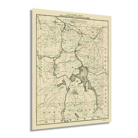 1900 Yellowstone National Park Map of the Tourist Routes Poster - Vintage Map of Yellowstone Wall Art - From United States Office of the Chief of Engineers