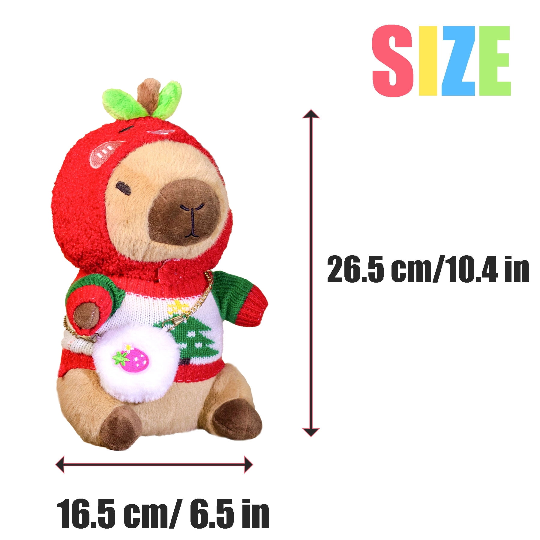2PCS 10.2-Inch Capybara Plush Couple Set , Soft Stuffed Animals in Strawberry Hoodie & Bunny Hat Dress, Cute Plush Toys for Valentine’s Day, Birthdays & Room Decor