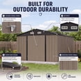 thumbnail image 4 of Vyrox 10x10 FT Metal Outdoor Storage Shed, Heavy Duty Steel Garden Tool Shed with Lockable Doors & Sloping Roof for Backyard, Patio, Lawn, Brown, 4 of 7