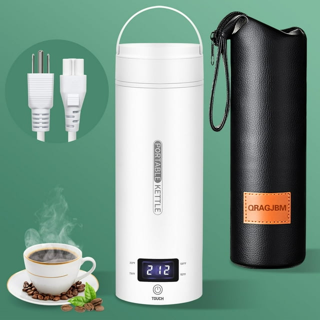 Hervidor eléctrico de viaje QRAGJBM portátil, 450 ml, 300 W, blanco