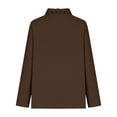 thumbnail image 4 of Craaazy Women's Relaxed Fit V Neck Blouse, Solid Color Long Sleeve Ruffle Accent Top, Loose Comfy Cotton Linen Tee for Work & Daily Wear Gifts, 4 of 6