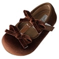thumbnail image 2 of YHAJDS Baby and Toddler Girls Mary Jane Shoes Solid Color Flat Bow Suede Princess Shoes, 2 of 5