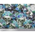 thumbnail image 2 of Soimoi Poly Georgette Fabric Skull,Rose & Anemone Flower Decor Fabric Printed Yard 52 Inch Wide, 2 of 3