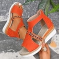 thumbnail image 4 of Gladiator Wedge Sandals for Women Boho Embroidery Open Toe Back Zipper Beach Shoes Summer Platform Cutout Dress Shoes Orange Size 8, 4 of 6