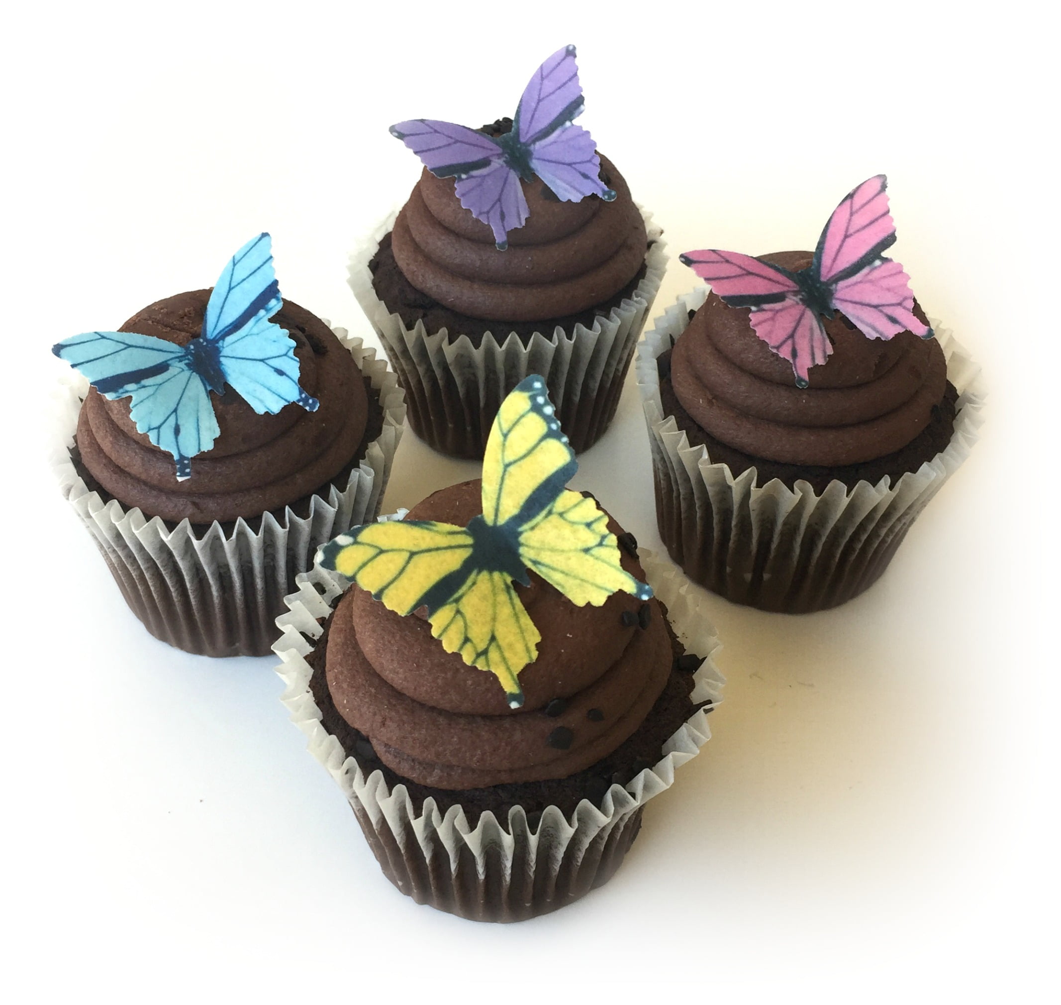 24 Pastel Purple Pink Yellow Blue Monarch Butterfly Wafer Paper Butterflies 1.75 Inch for Decorating Desserts Cupcakes Wedding Cakes