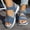 Blue, variant on Women's Wide Width Flat Sandals, Breathable Faux Leather Open Toe Shoes with Adjustable Ankle Strap, Comfortable Soft Sole Walking Shoes for Summer, Beach, Daily Wear - Black/Blue/Beige