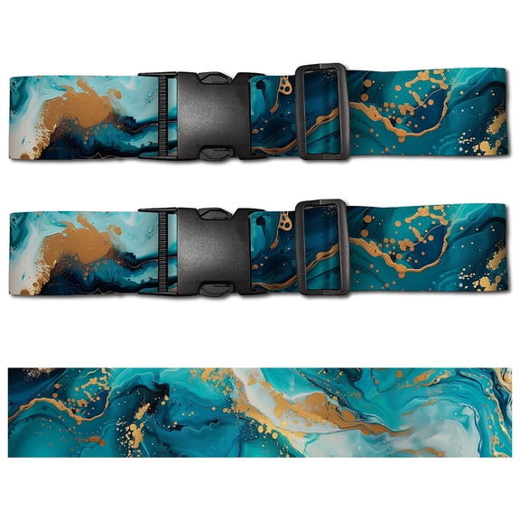 2Pcs Luggage Straps Suitcase Belt TSA Approved Adjustable Travel Belt Polyester Marble Luggage Connector StrapsDIY