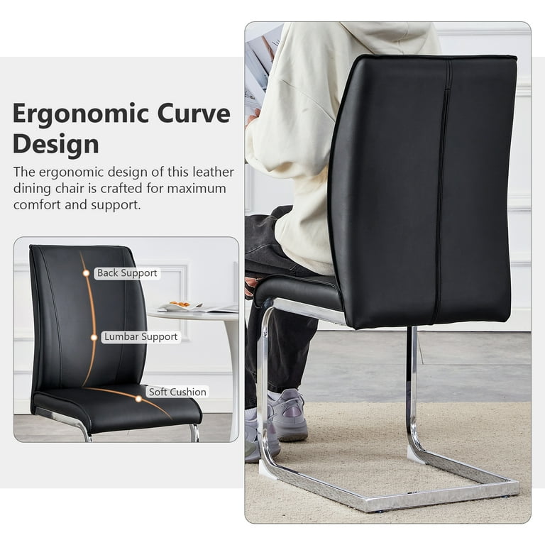 Lecut Modern Dining Chairs Set of 2, Upholstered PU Leather