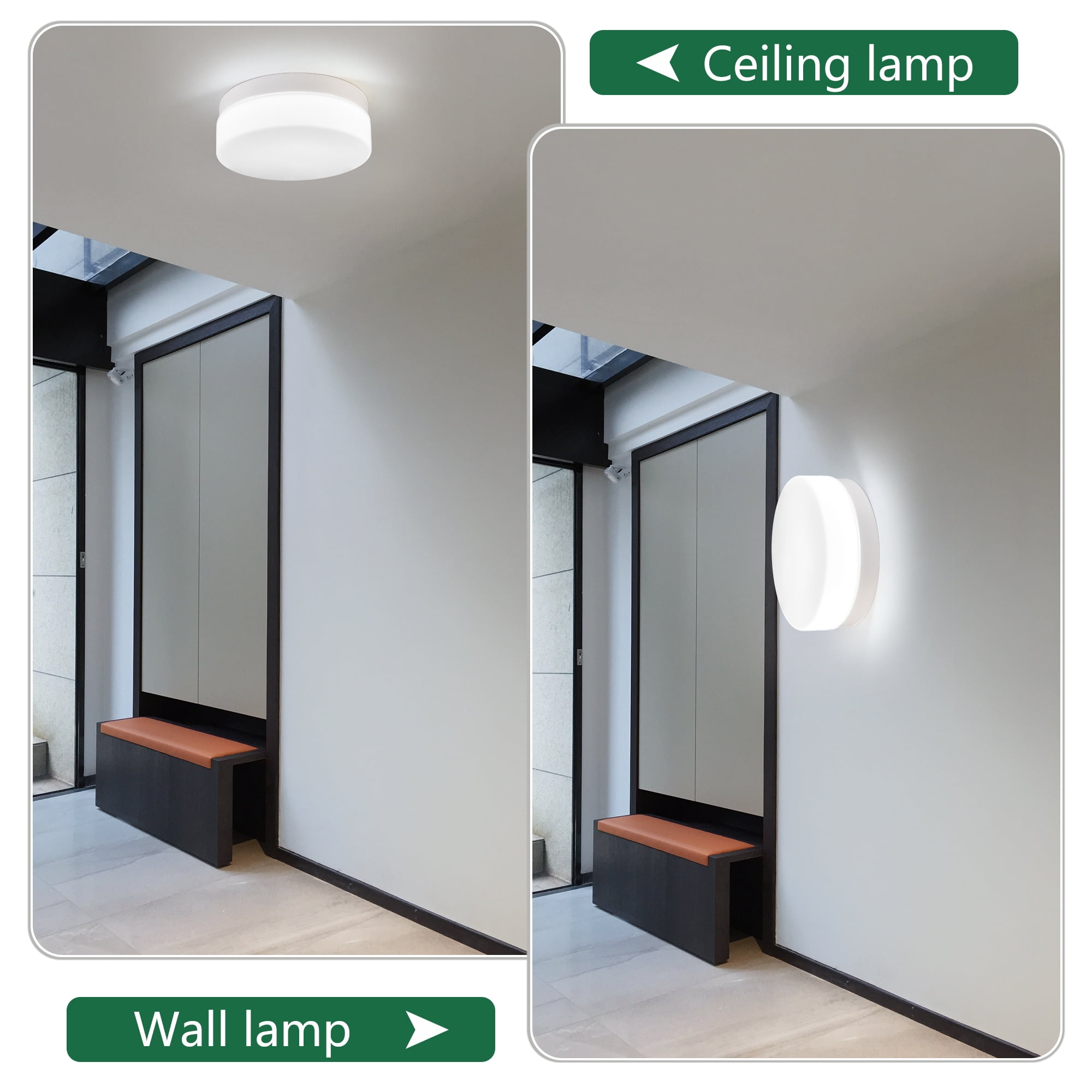 Jopath 12 Inch LED Flush Mount Ceiling Light, Modern Kitchen Recessed Ceiling Lamp Closet Round Surface for Bathroom Laundry Bedroom Hallway Black White