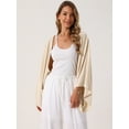 thumbnail image 3 of DARING DIVA Women's Linen Cardigan 3/4 Sleeve Open Front Lightweight Shrug S Apricot, 3 of 7