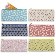 Blue Panda Cute Floral Zipper Pencil Bags Makeup Pouch Bags, 9 x 4 inches