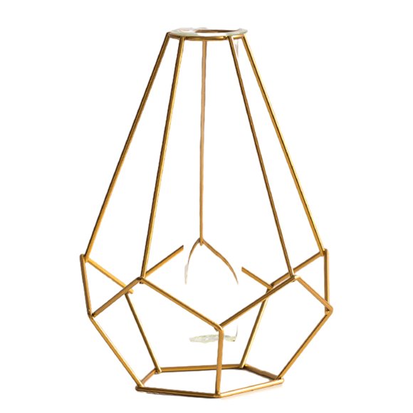 Vase en Verre Porte-Fleurs en Métal, Vase Transparent en Cristal