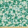 thumbnail image 2 of Ambesonne Floral Fabric by the Yard Upholstery, Small Flowers Foliage Art, 10 Yards, Jade Green Pale Salmon, 2 of 5